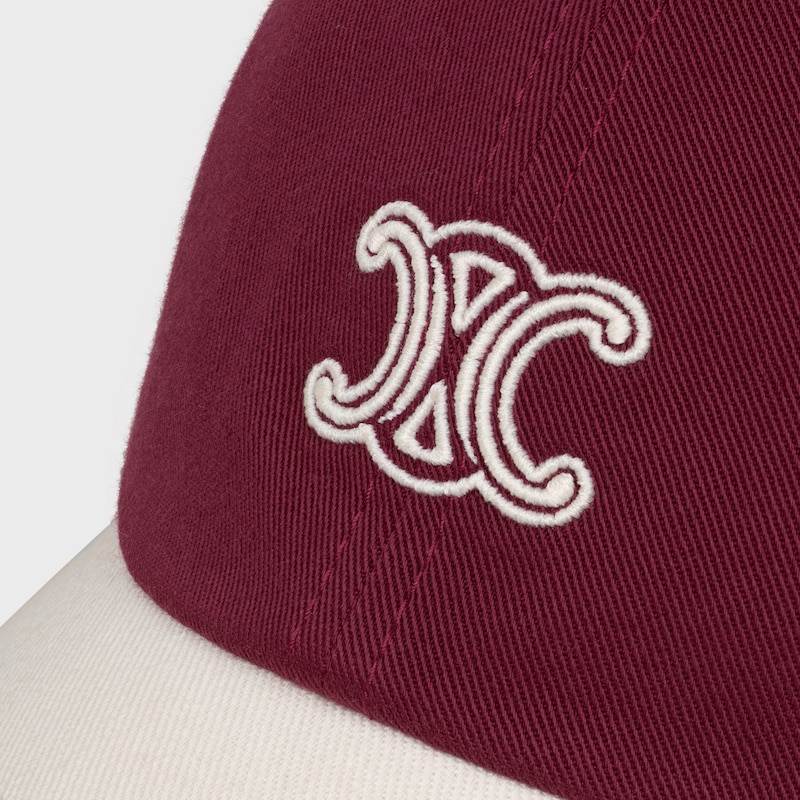casquette richelieu triomphe twill de coton - DARK BURGUNDY / CREAM -  - 1 | CELINE