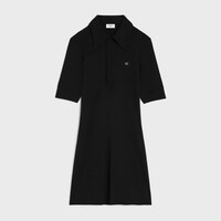 polo mini dress IN ribbed cotton - BLACK / WHITE -  - 2 | CELINE