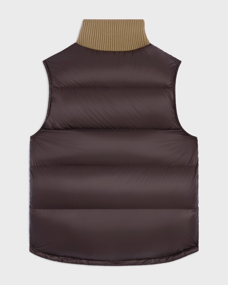 sleeveless puffer jacket IN light nylon - BROWN -  - 1 | CELINE