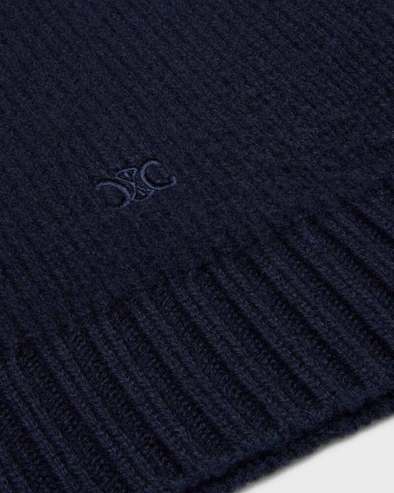 v-neck sweater IN cashmere - NAVY / WHITE -  - 1 | CELINE