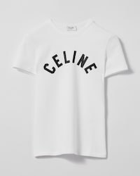 t-shirt IN RIBBED COTTON JERSEY - OFF WHITE / BLACK -  - 1 | CELINE