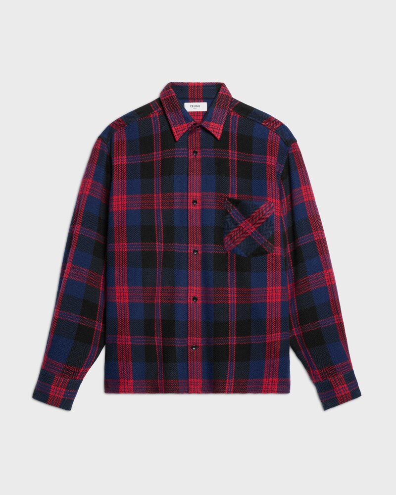 overshirt IN checked cashmere - BLACK/BLUE/RED -  - 1 | CELINE