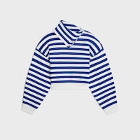 JERSEY DE CUELLO ALTO DE ALGODÓN - BLANCO/AZUL REAL -  - 1 | CELINE