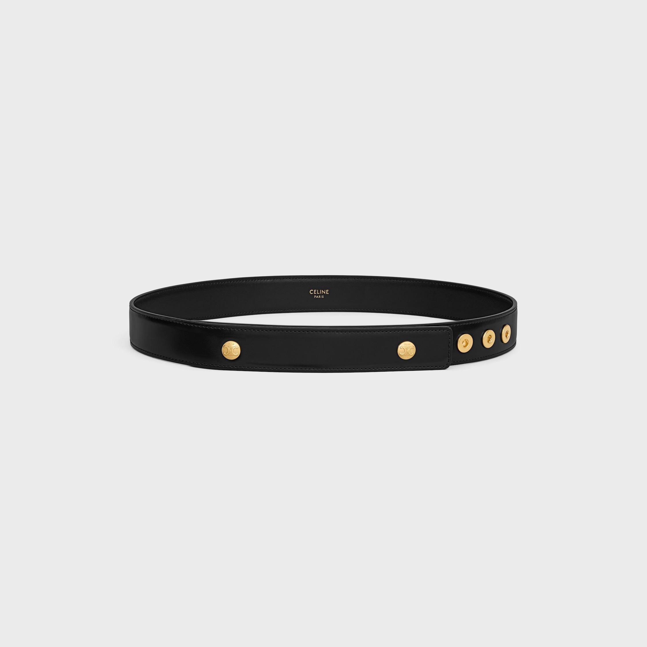 CELINE ブラックレザーベルト スナップベルト 28MM / トリヨンレザー - ブラック | CELINE