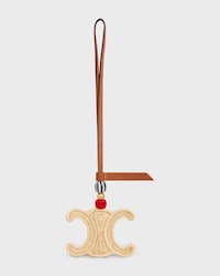TRIOMPHE CHARM IN RAFFIA AND NATURAL CALFSKIN - NATURAL / TAN - ACCESSORIES - 1 | CELINE