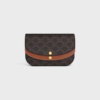 DUO WALLET ON STRAP IN Triomphe Canvas and Calfskin - TAN - MINI BAGS - 1 | CELINE