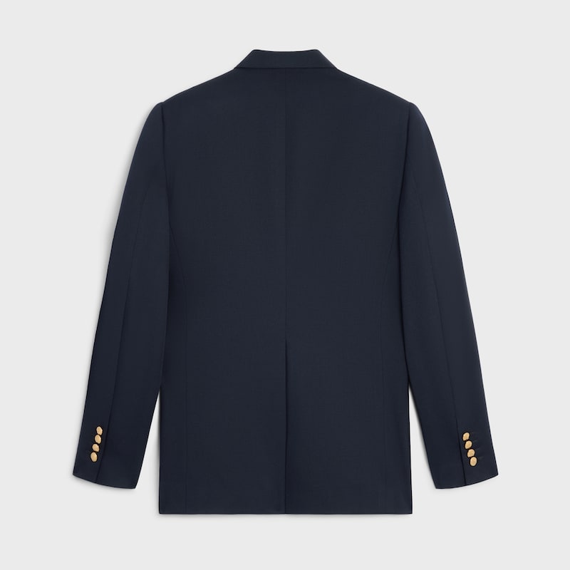 CLASSIC JACKET IN DIAGONAL WOOL - NAVY -  - 1 | CELINE