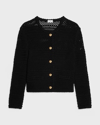 CHAQUETA CÁRDIGAN DE GANCHILLO DE ALGODÓN - NEGRO -  - 1 | CELINE