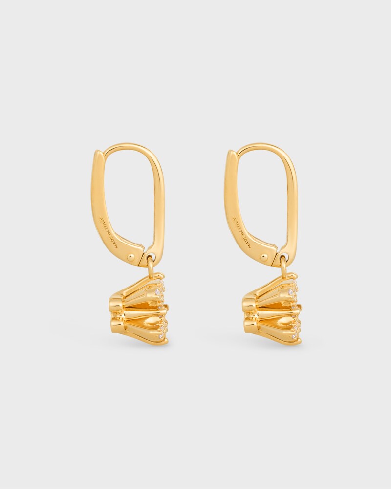 Triomphe Solitaire Sparkle Earrings in Strass and Brass with Gold Finish - GOLD - EARRINGS - 1 | CELINE