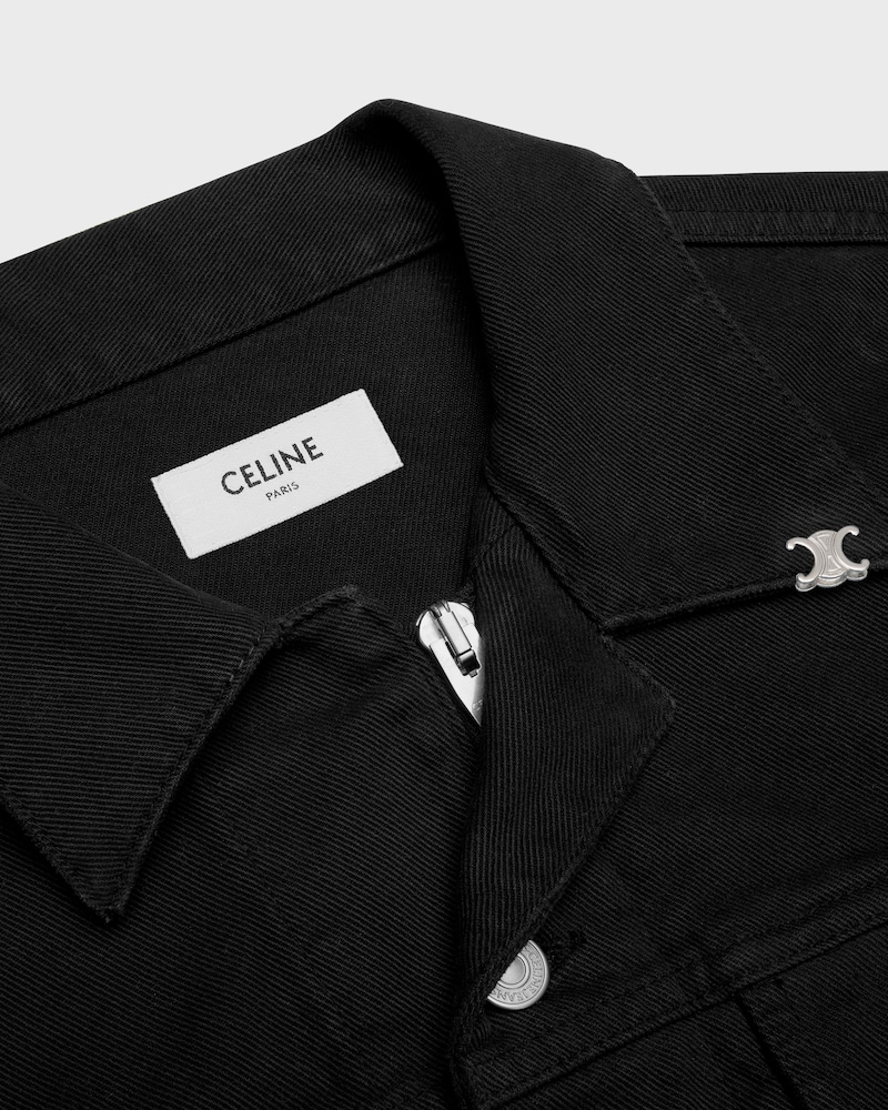 trucker jacket IN heavy cotton twill - OVERDYE BLACK HEAVY STONE WASH -  - 1 | CELINE