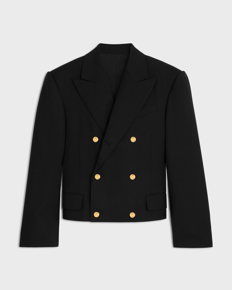 blazer colonne gabardine de laine - Noir -  - 1 | CELINE