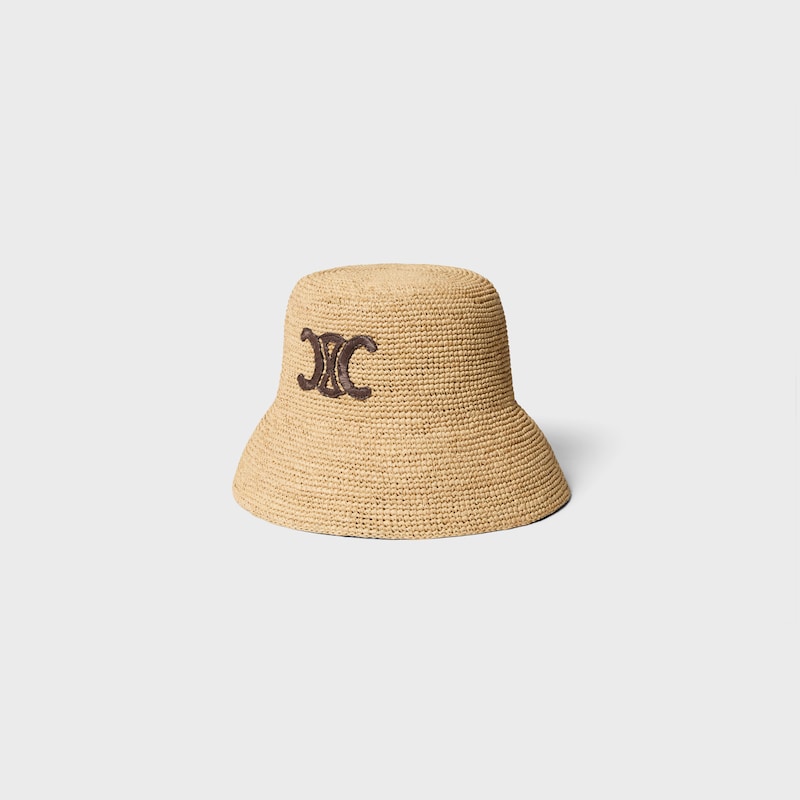 triomphe bucket hat IN raffia - HONEY/BROWN -  - 1 | CELINE