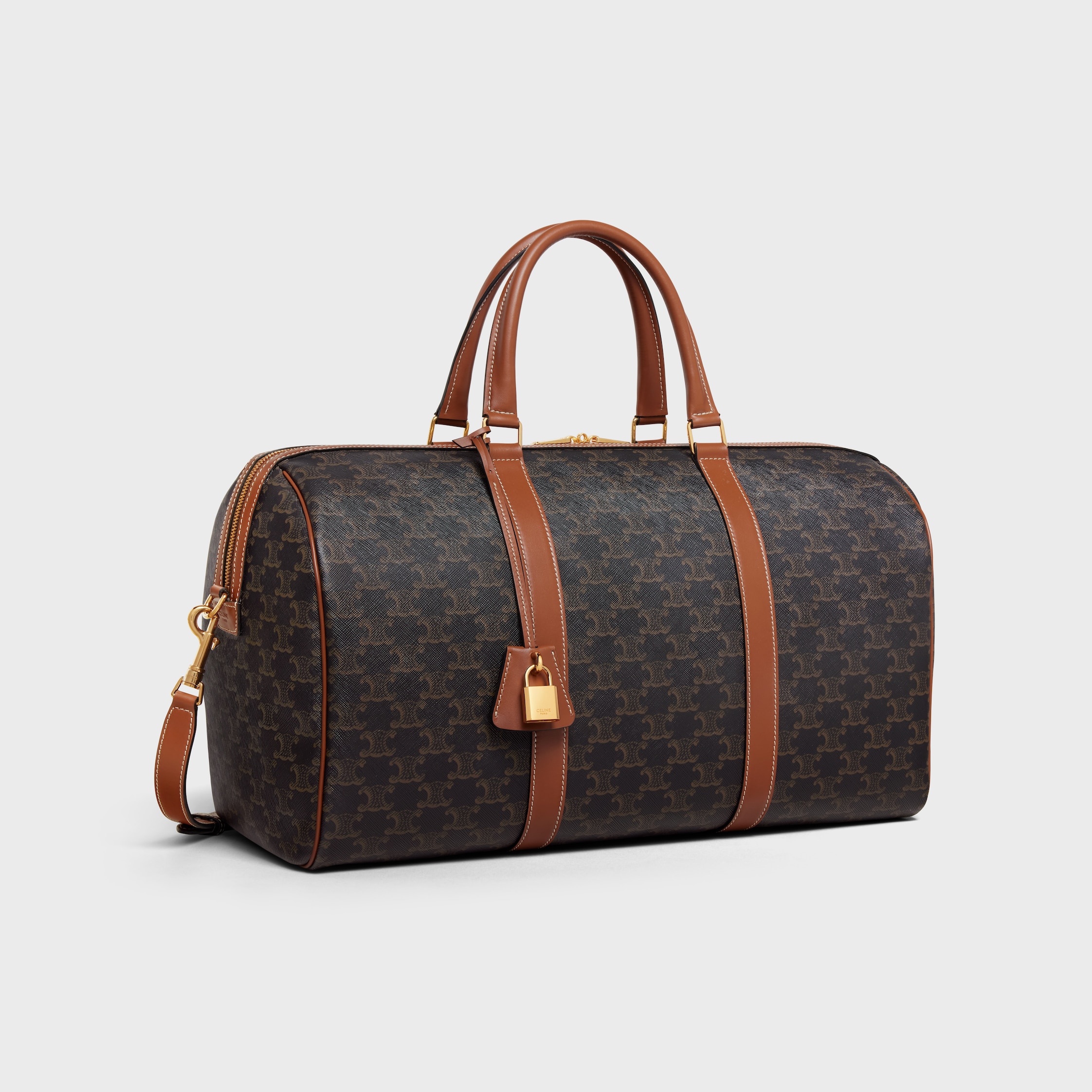 Medium Travel Bag IN Triomphe Canvas and calfskin - TAN | CELINE