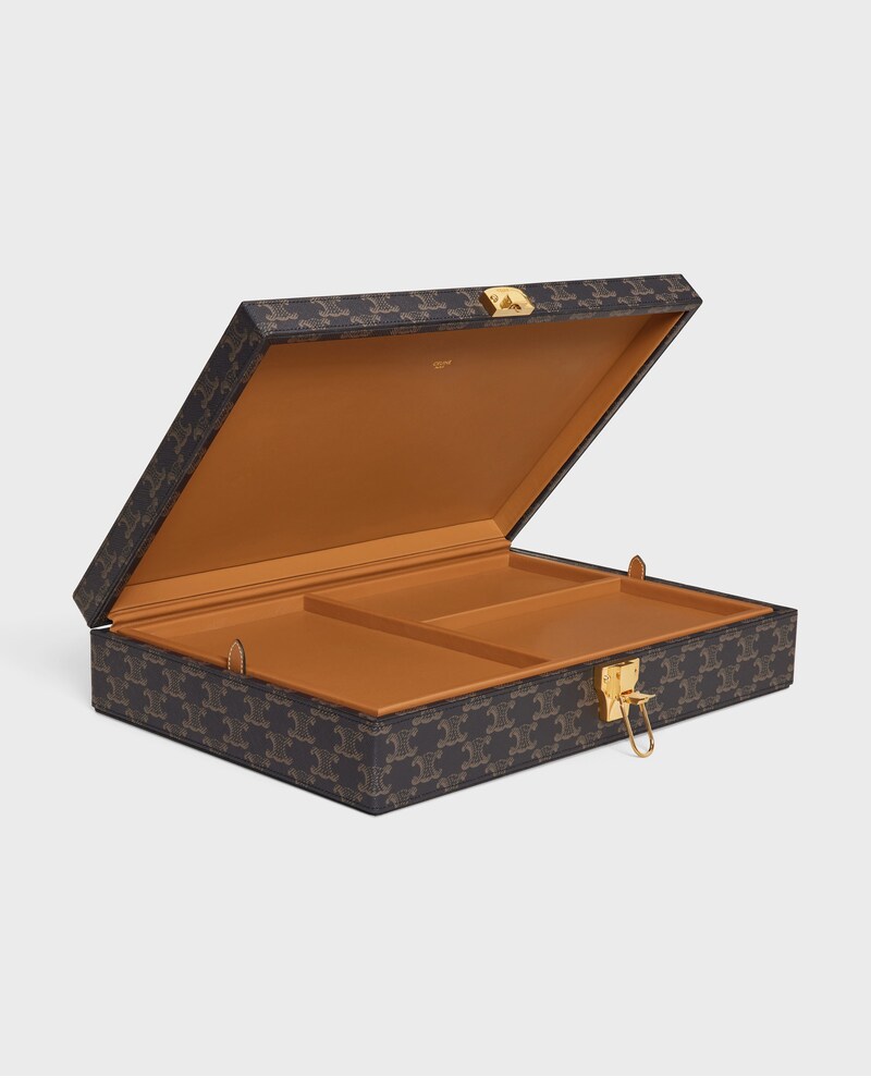 Stationery Case in Triomphe Canvas - BLACK / TAN - STATIONERY - 1 | CELINE