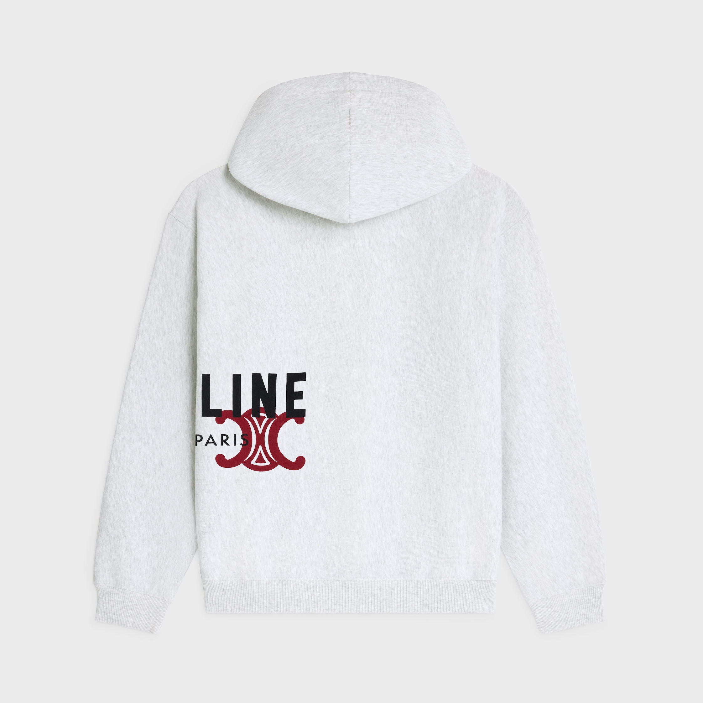 hoodie IN cotton fleece - PALE GREY/BLACK/BORDEAUX | CELINE