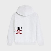 hoodie IN cotton fleece - PALE GREY/BLACK/BORDEAUX -  - 2 | CELINE
