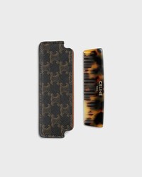Moustache Comb WITH CASE in Triomphe Canvas - Black / Tan - SMALL GIFTS - 2 | CELINE