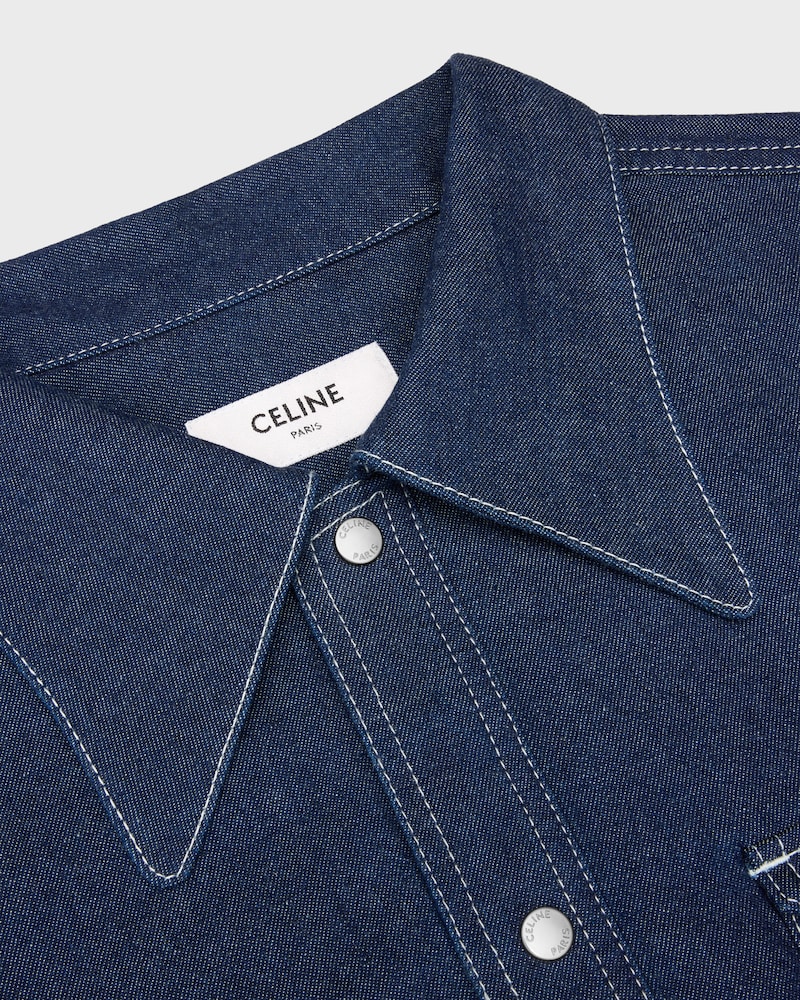 CAMISA DE DENIM DE ALGODÓN - LAVADO OSCURO -  - 1 | CELINE