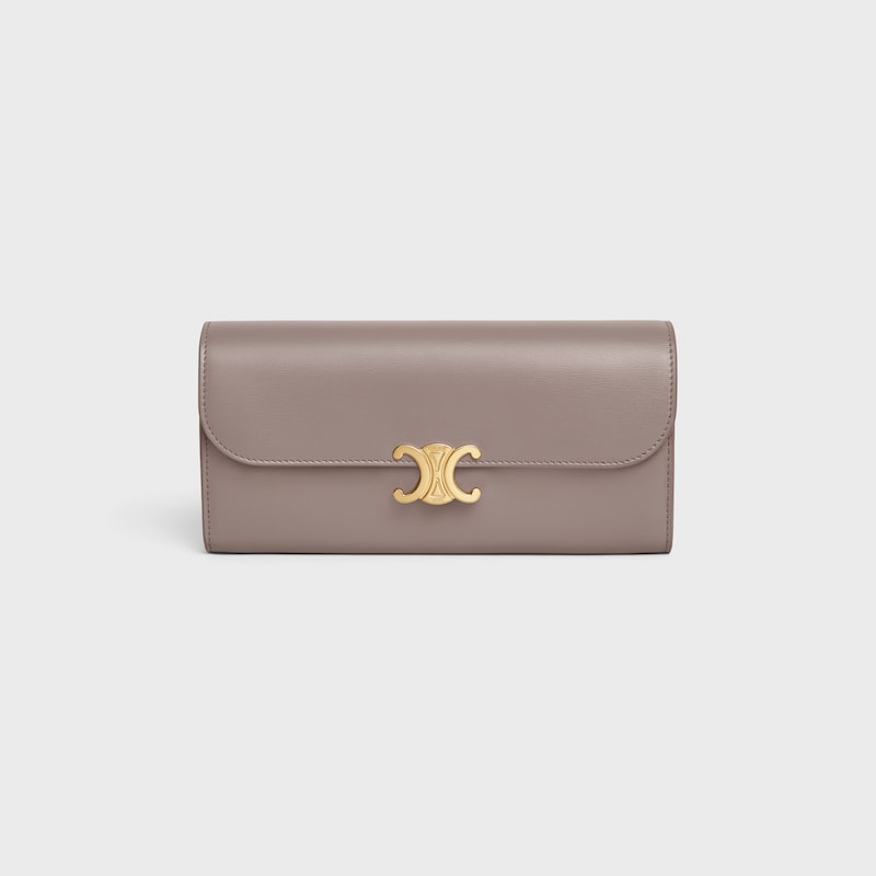 LARGE WALLET TRIOMPHE in Shiny calfskin - PEBBLE - WALLETS - 1 | CELINE