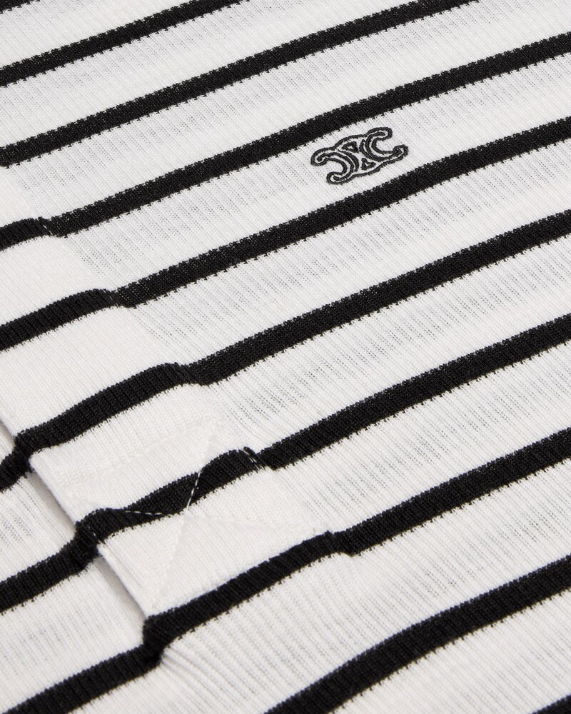 polo shirt IN striped silk jersey - OFF WHITE / BLACK -  - 1 | CELINE