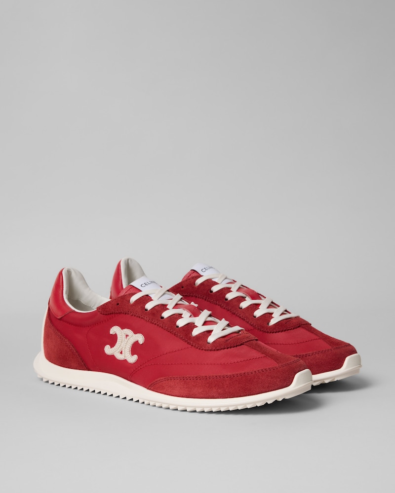 RACER SNEAKER AUS NYLON, KALBSWILDLEDER UND KALBSLEDER - ECRU/ROT -  - 1 | CELINE