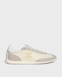 CELINE RACER NIEDRIGER SCHNÜR-SNEAKER MIT TRIOMPHE AUS NYLON, KALBSVELOURSLEDER UND KALBSLEDER - VANILLE -  - 1 | CELINE