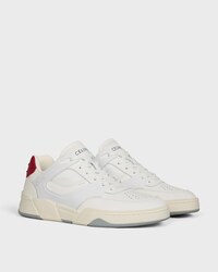 CT-09 TRAINER SNEAKER IN CALFSKIN AND MESH - OPTIC WHITE / DARK RED -  - 2 | CELINE