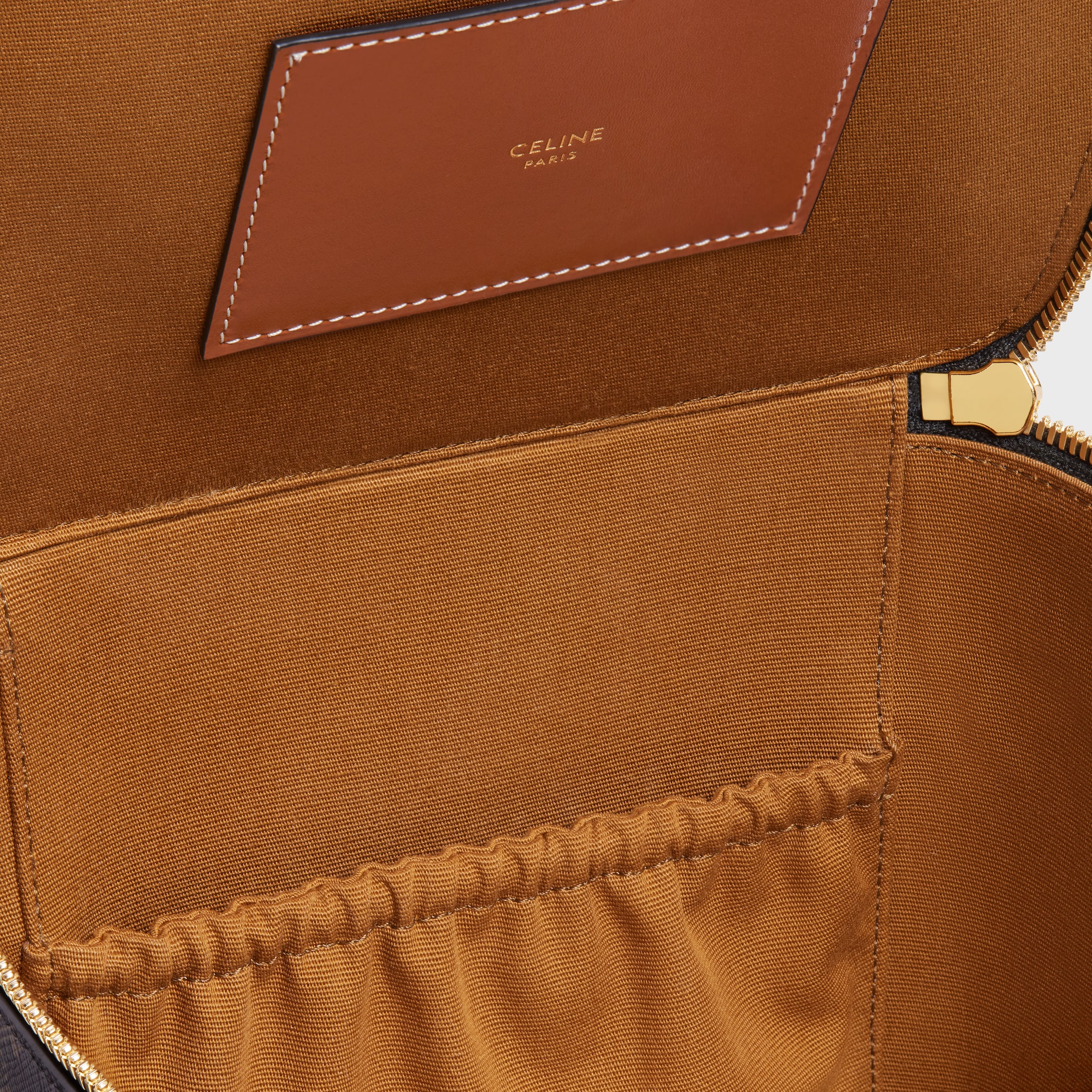 SQUARE VANITY CASE IN TRIOMPHE CANVAS AND CALFSKIN - TAN | CELINE