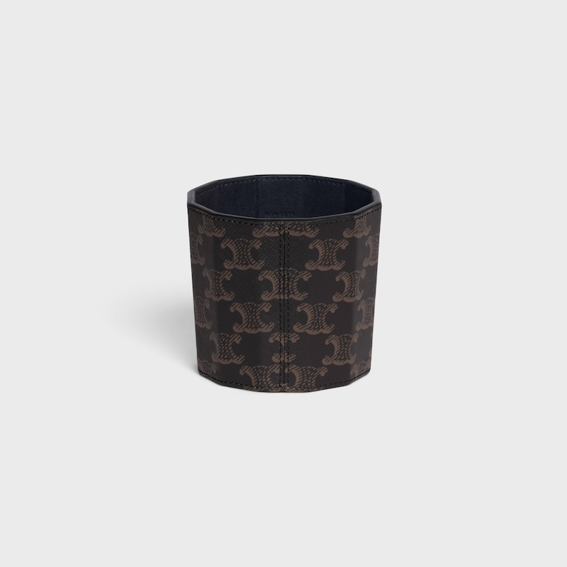 Candle Case in Triomphe Canvas and Calfskin - TAN - CELINE MAISON - 1 | CELINE
