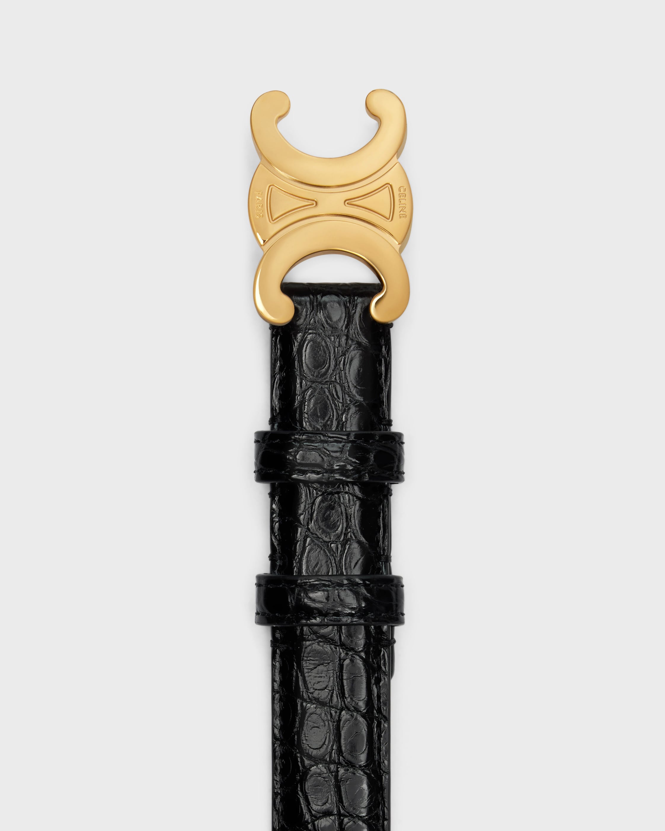 CELINE ブラック ベルト 75 トリオンフ トリオンフベルト 25mm / アリゲーター - ブラック | CELINE