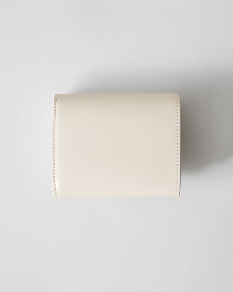 Small Flap Wallet TRIOMPHE IN Shiny calfskin and enamel - CREAMY WHITE - WALLETS - 1 | CELINE