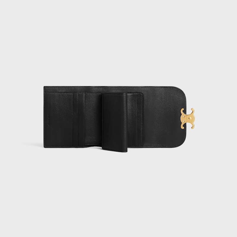 Small Flap Wallet TRIOMPHE IN lizard - BLACK - WALLETS - 1 | CELINE