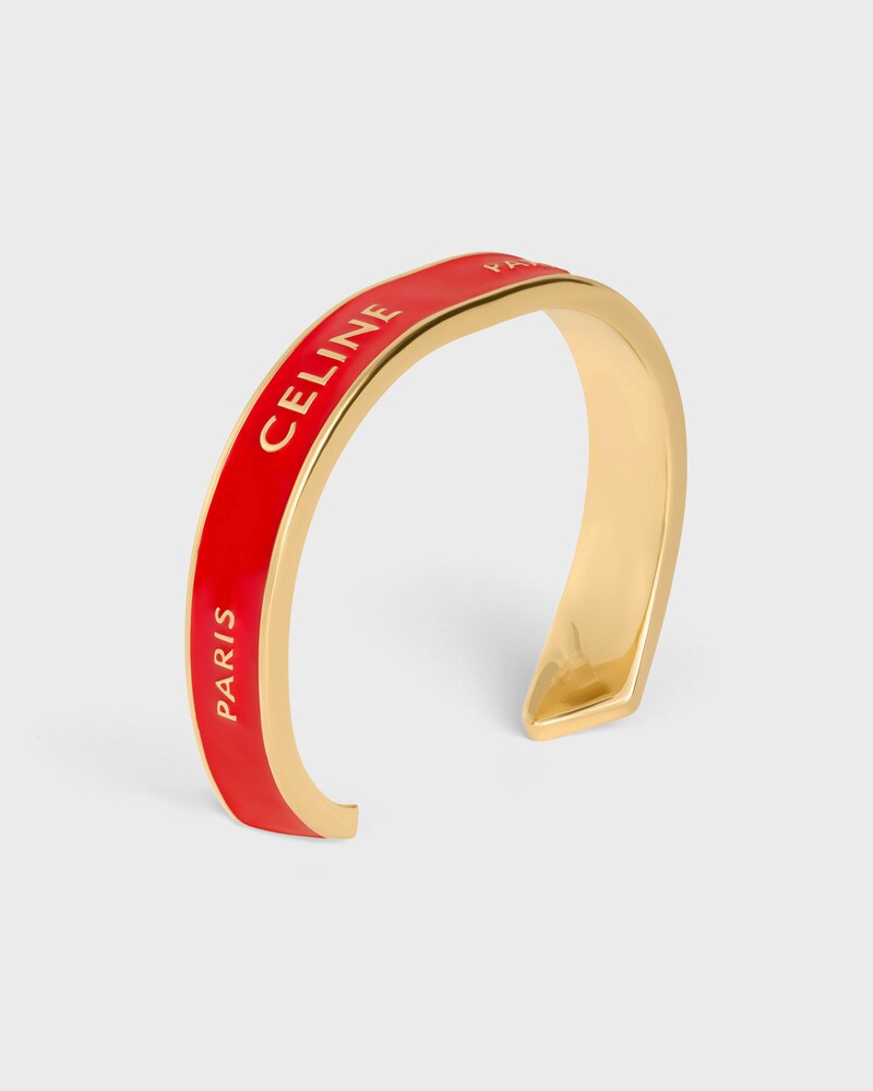 Petite Manchette Celine Ribbon en émail et Laiton Doré - Rougé / Doré -  - 1 | CELINE