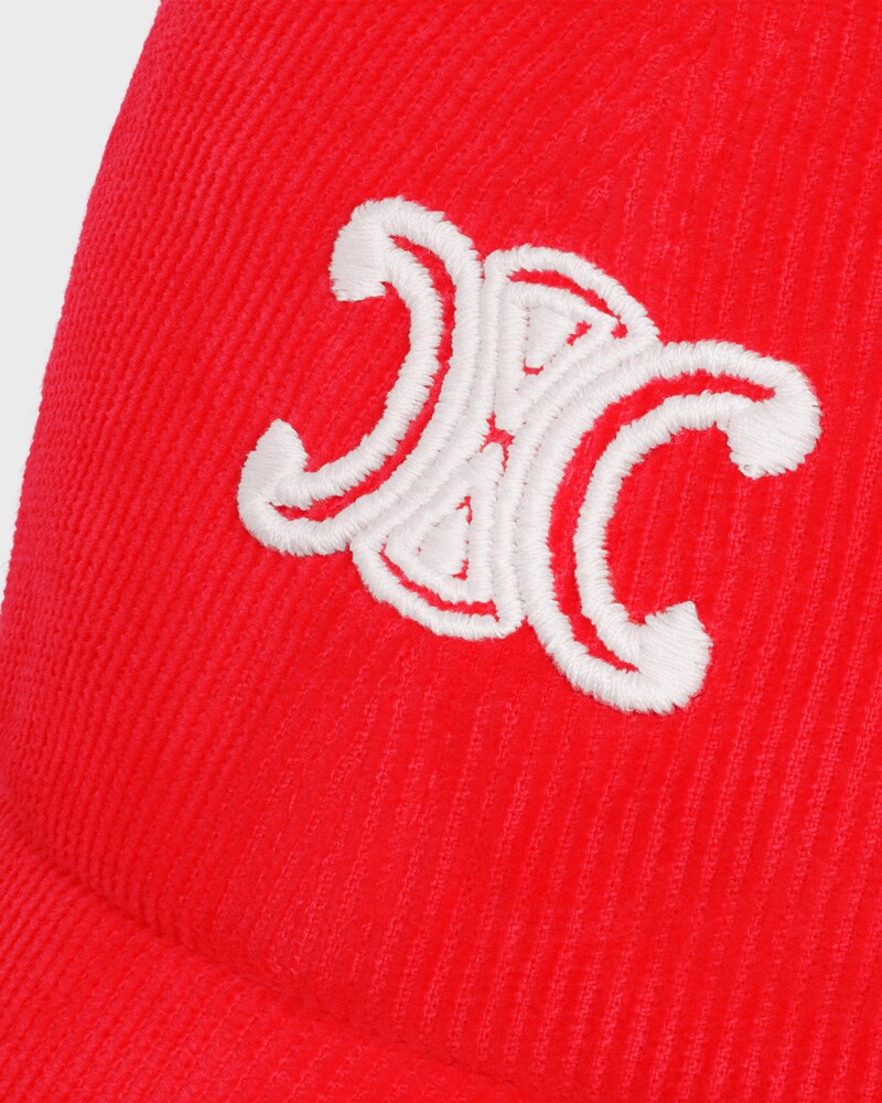 casquette baseball vivienne velours côtelé - ROUGE/BLANC -  - 1 | CELINE
