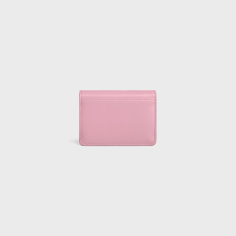 CARD HOLDER WITH FLAP TRIOMPHE IN Shiny calfskin - SILK PINK - CARD HOLDERS - 1 | CELINE
