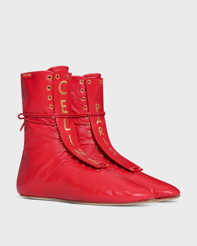 BALLET HIGH - LACE-UP BOOT IN LAMBSKIN - BRIGHT RED -  - 1 | CELINE