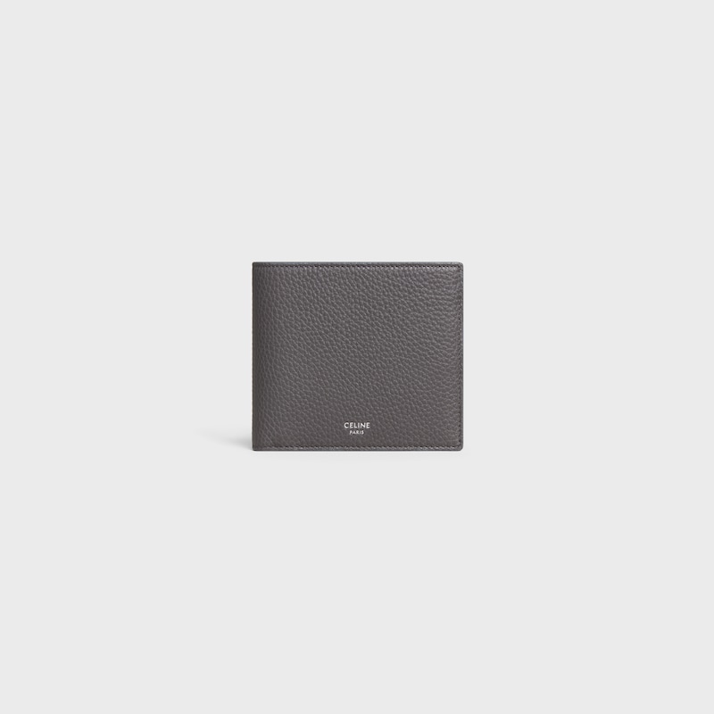 Bi-fold Wallet IN GRAINED CALFSKIN - GREY - WALLETS - 1 | CELINE
