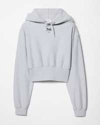 CROPPED HOODIE IN cotton fleece - GREY MELANGE / BLACK -  - 1 | CELINE