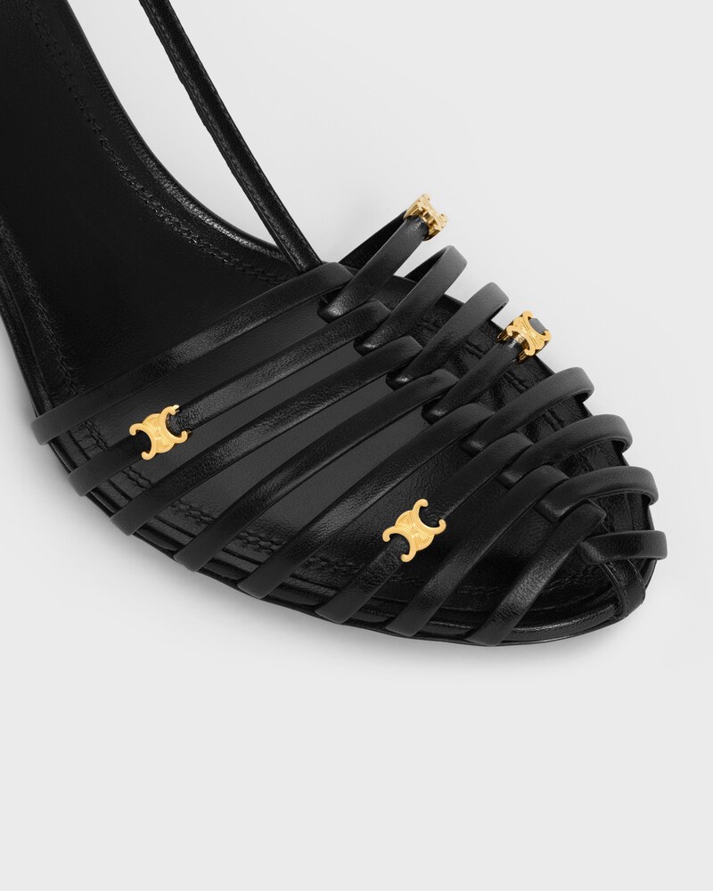 CAGE HEELED SANDAL IN GOATSKIN - BLACK -  - 1 | CELINE