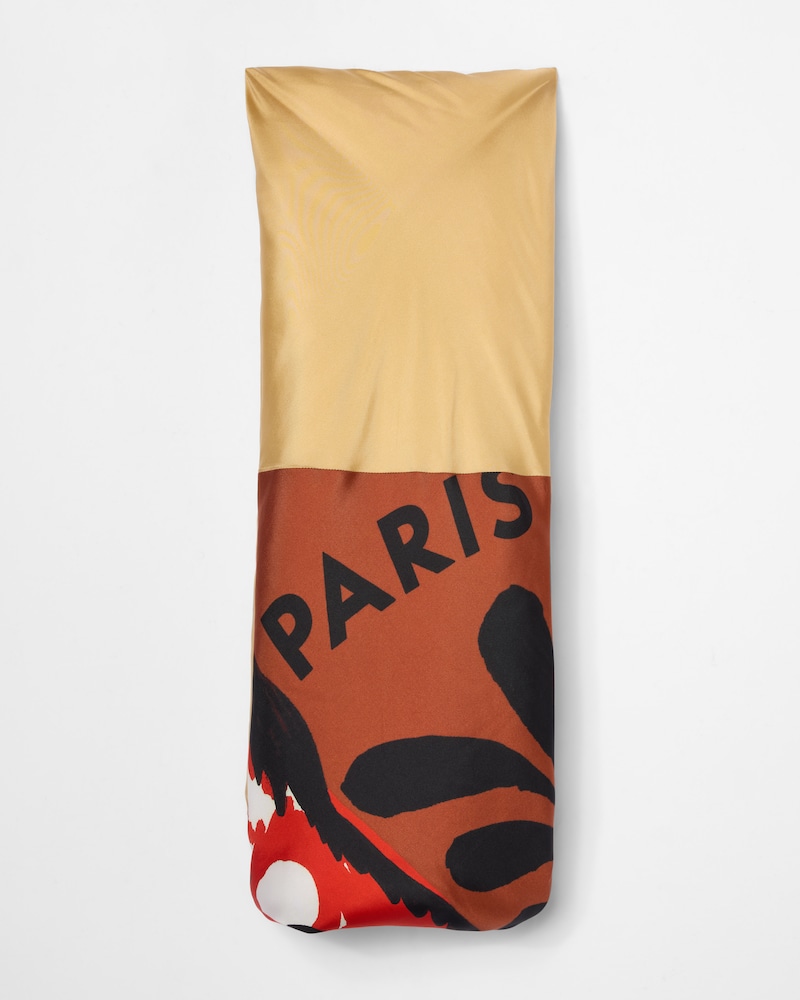 OCELOT PADDED TUBULAR SILK STOLE - CAMEL/RED/NEON PINK -  - 1 | CELINE