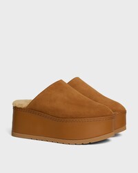 CELINE DANA - WEDGE MULE IN Suede Calfskin - COGNAC -  - 2 | CELINE