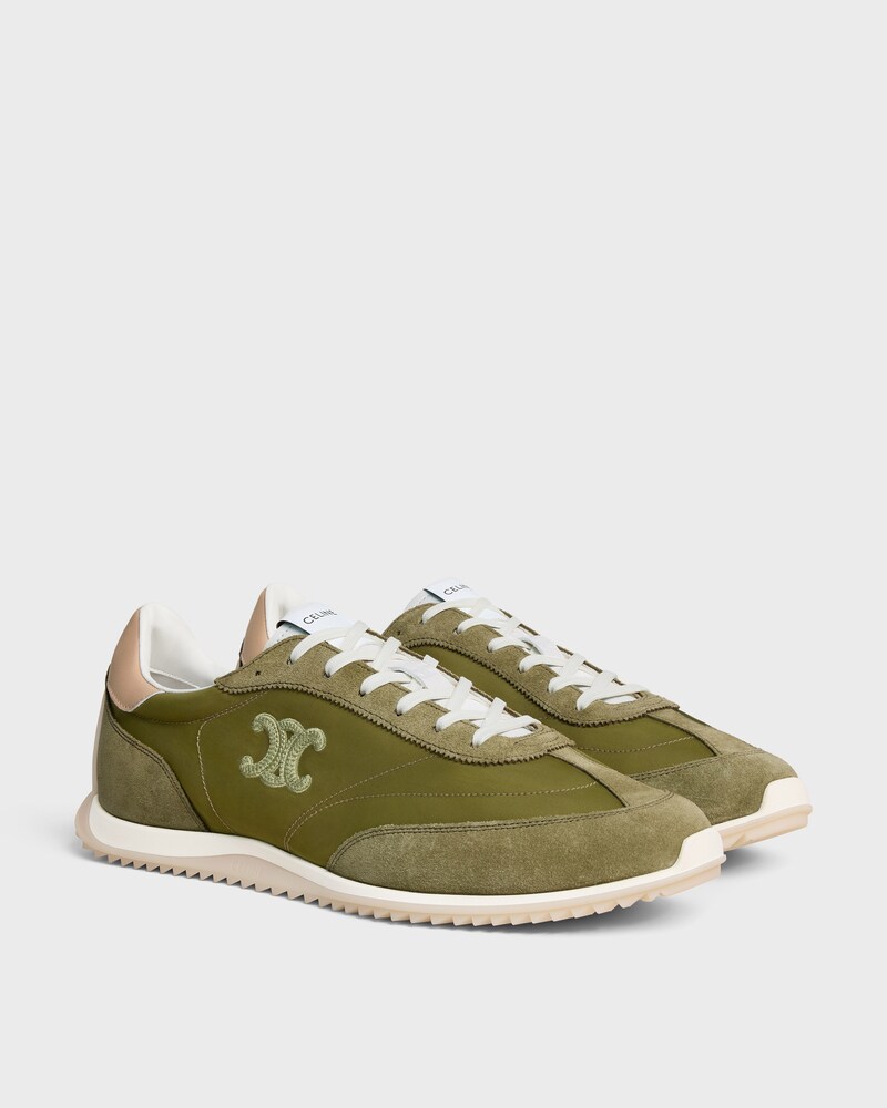 SNEAKER RACER EN NYLON, CUIR DE VEAU VELOURS ET CUIR DE VEAU - OLIVE -  - 1 | CELINE