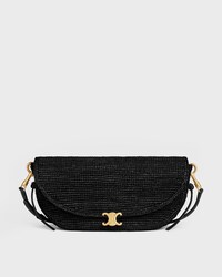LITTLE HALFMOON SOFT TRIOMPHE IN Raffia and lambskin - BLACK - SOFT TRIOMPHE - 1 | CELINE