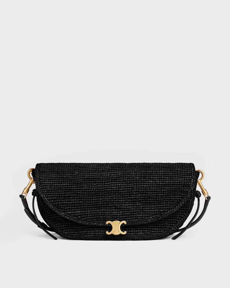 LITTLE HALFMOON SOFT TRIOMPHE IN Raffia and lambskin - BLACK - SOFT TRIOMPHE - 1 | CELINE