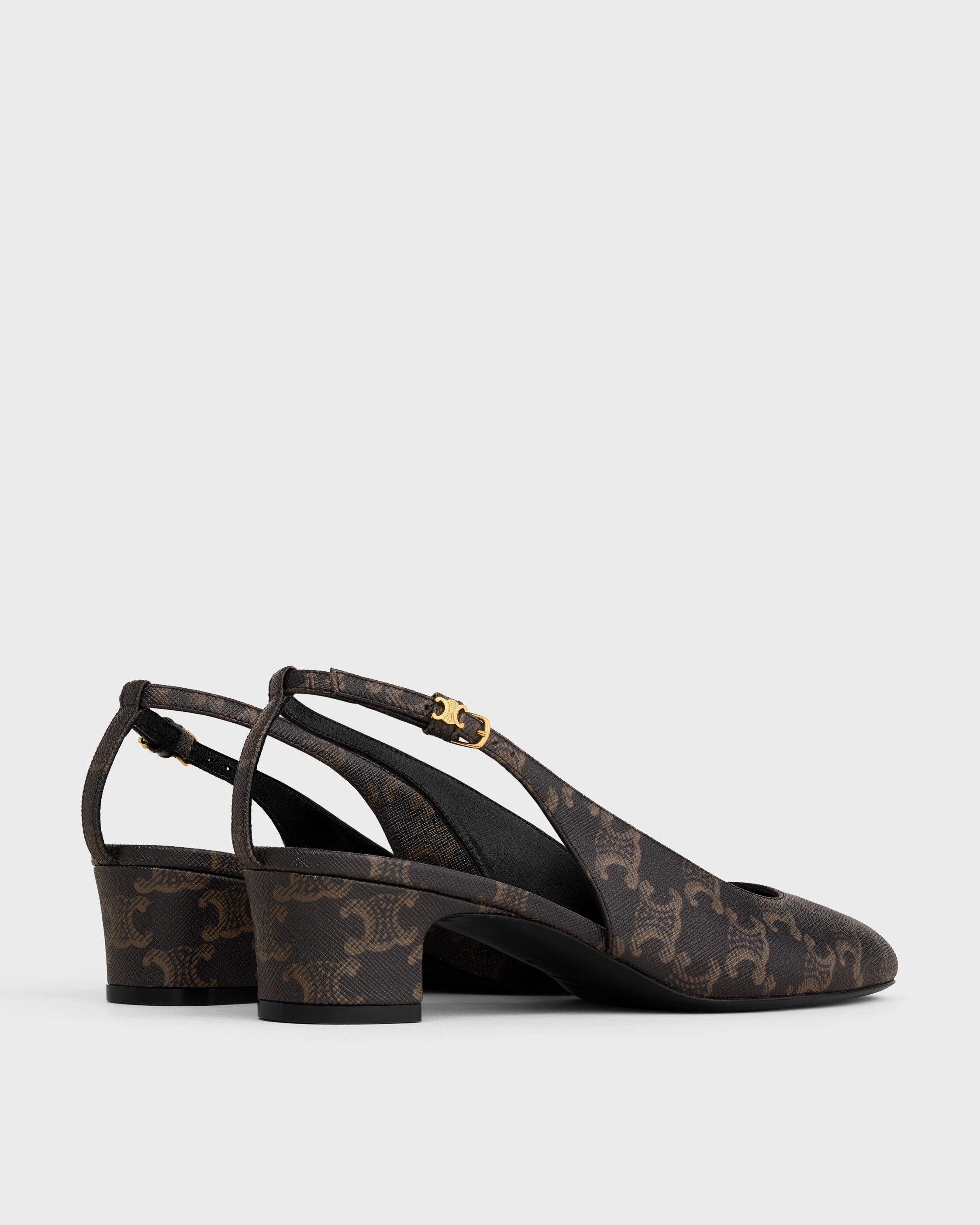NEO CITY SLINGBACK IN TRIOMPHE COATED FABRIC - BLACK / BROWN | CELINE