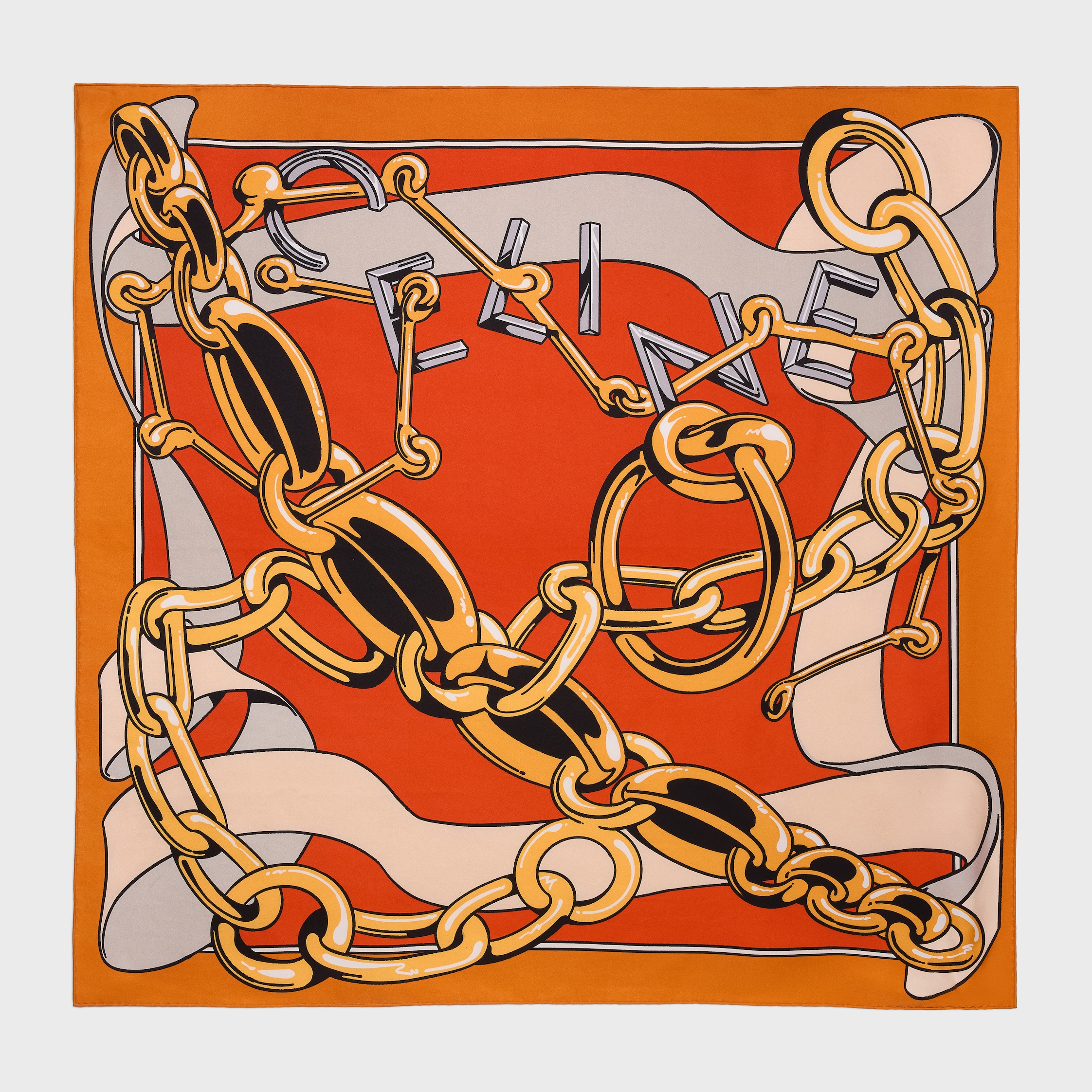square IN silk twill - ORANGE/GOLD | CELINE