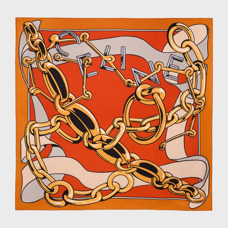 square IN silk twill - ORANGE/GOLD -  - 1 | CELINE