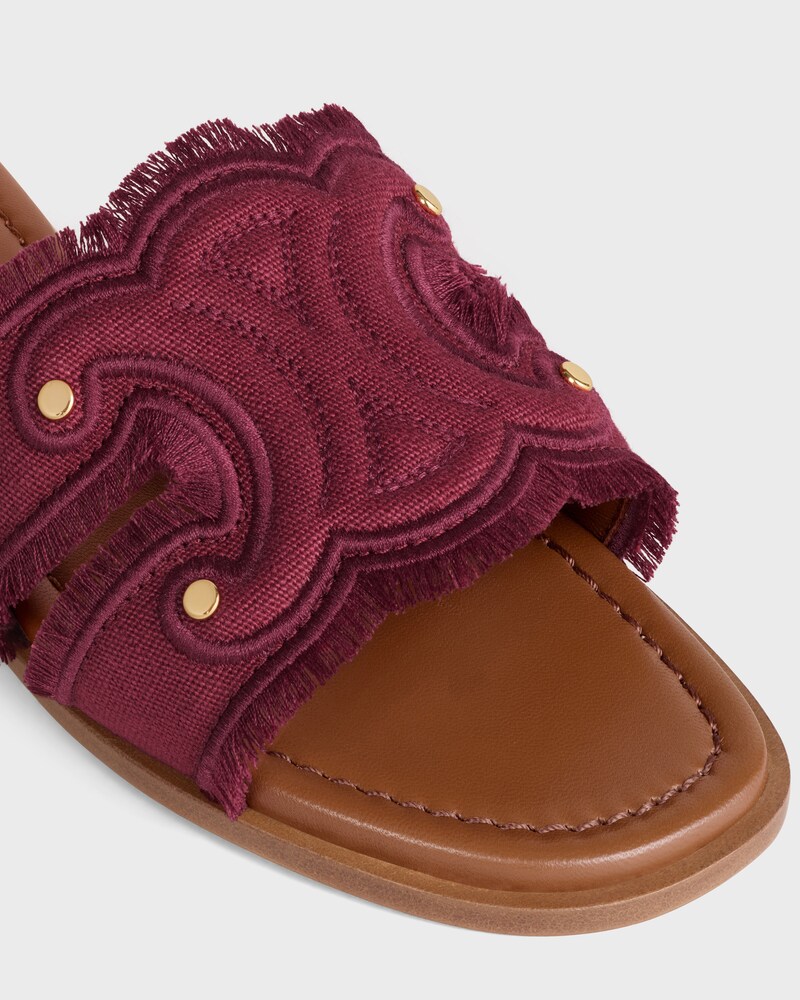 MARINA MULE EM FRINGED CANVAS - BURGUNDY - - 1 | CELINE