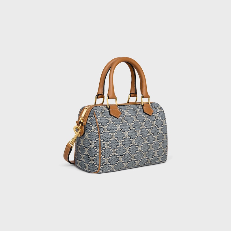 BORSA BOSTON PICCOLA JACQUARD TRIOMPHE E PELLE DI VITELLO - BLU NAVY / ÉCRU - ALTRE LINEE - 1 | CELINE