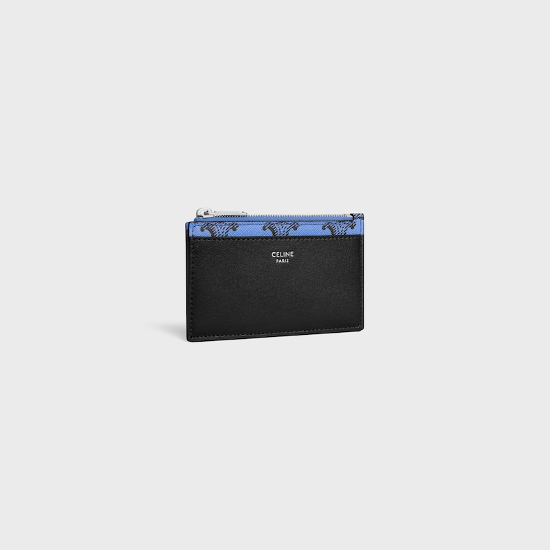 Porte-cartes zippé en Toile Triomphe et agneau - ULTRA BLEU - PORTE CARTES - 1 | CELINE